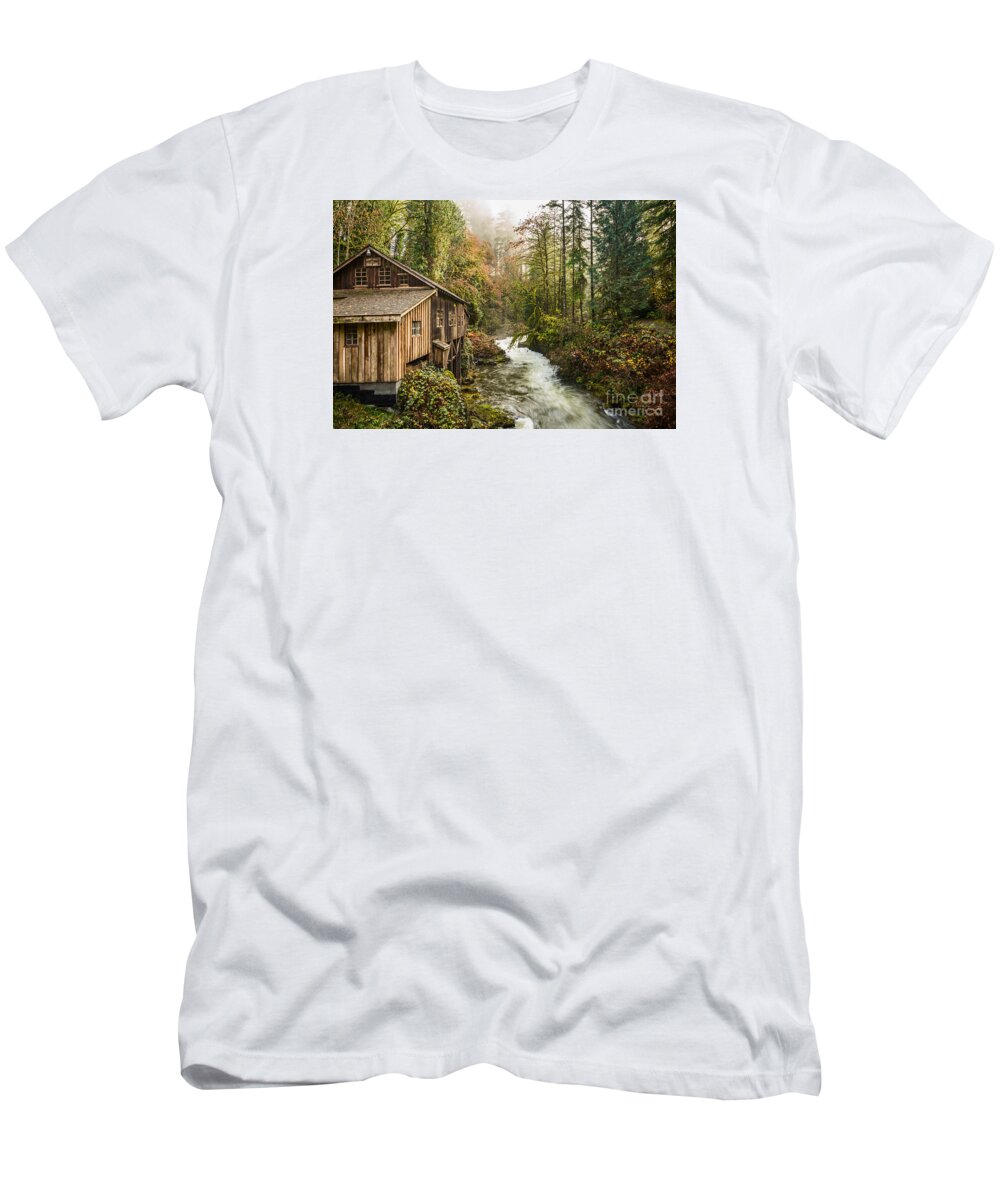 Cedar Creek Grist Mill T-Shirt featuring the photograph The Cedar Creek Grist Mill in Washington State. #2 by Jamie Pham
