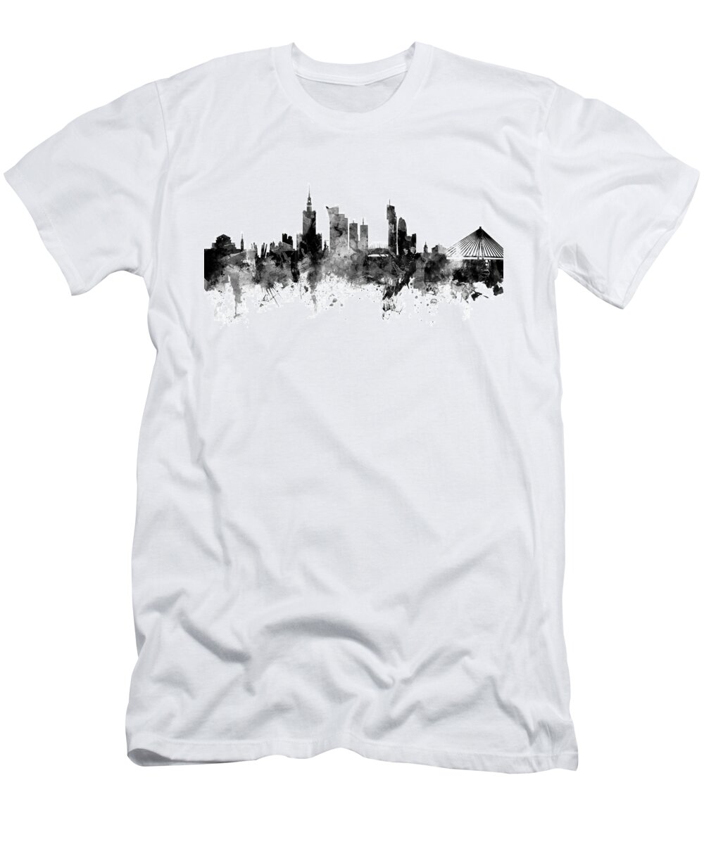 Poland T-Shirt featuring the digital art Warsaw Poland Skyline #2 by Michael Tompsett