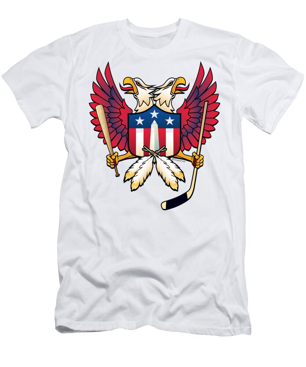 Washington Nationals T-Shirt featuring the digital art Washington DC Double Eagle Sports Fan Crest #2 by Joe Barsin