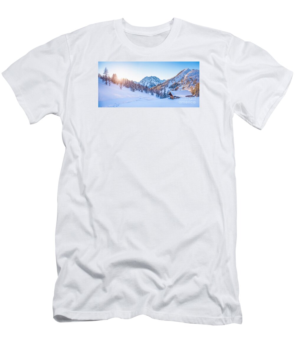 Alpen T-Shirt featuring the photograph Winter wonderland in the Alps #2 by JR Photography