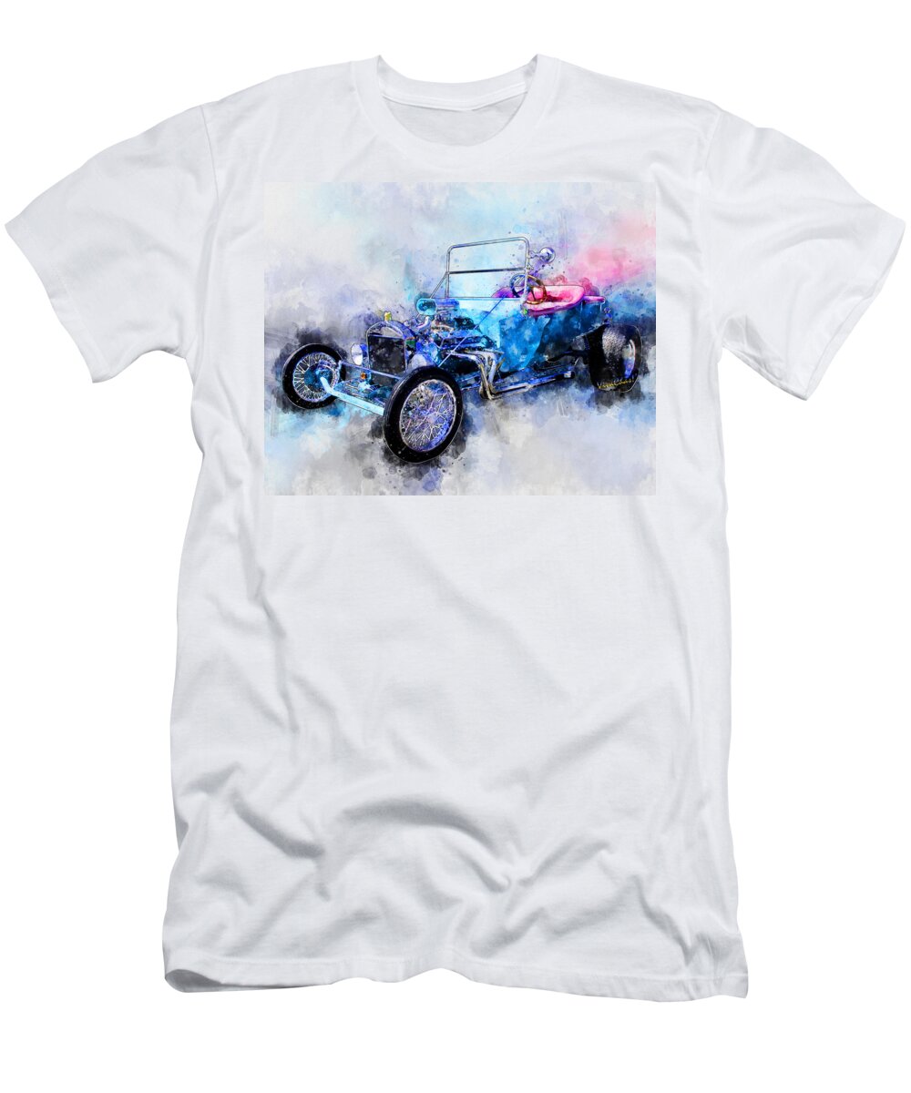 1923 T-Shirt featuring the photograph 23 Model T Hot Rod Watercolour Illustration by Chas Sinklier