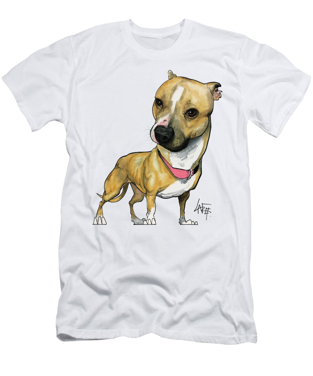 Pitbull T-Shirt featuring the drawing 2782 Hilby by Canine Caricatures By John LaFree
