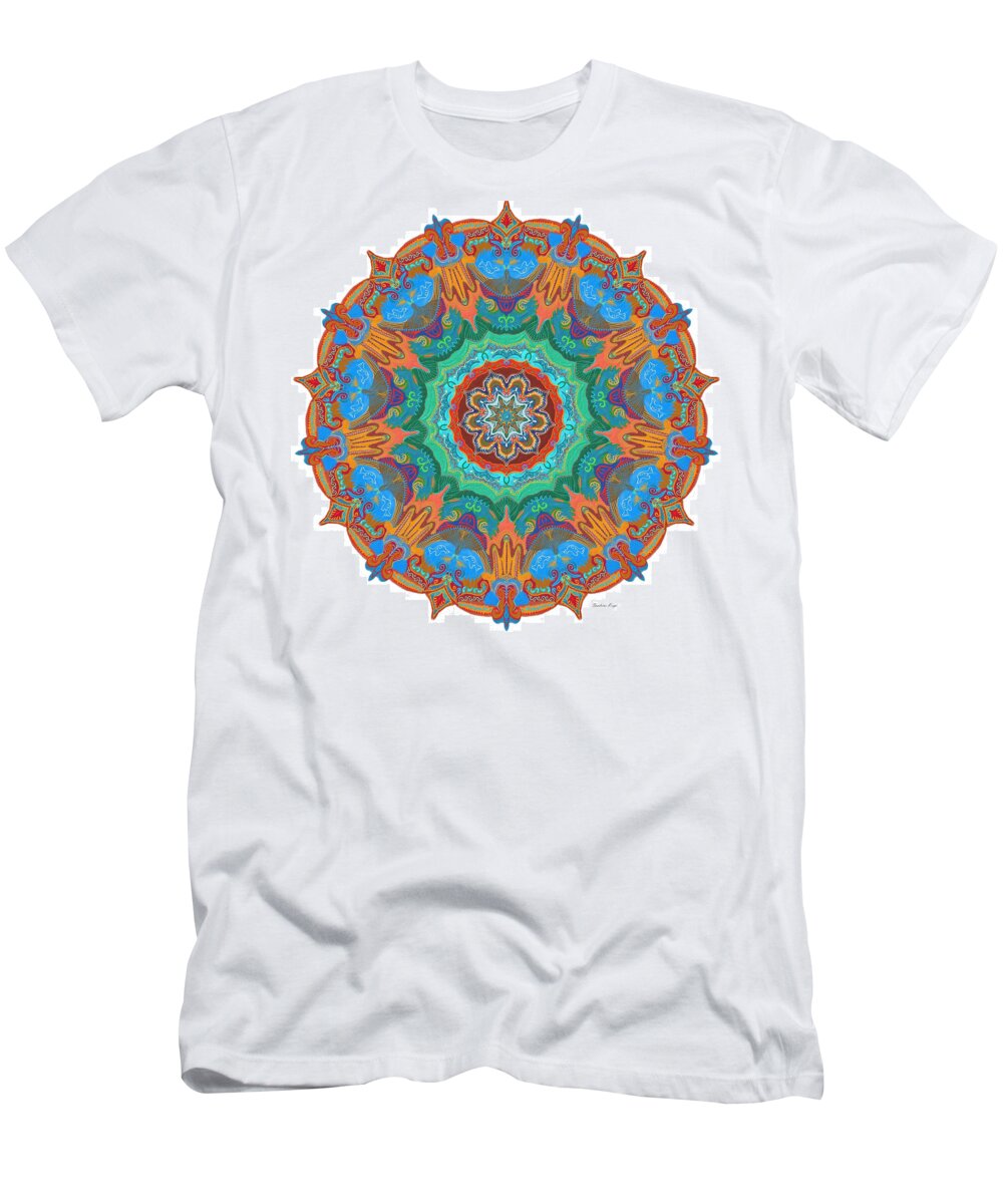 Tapestry T-Shirt featuring the painting 3D effect tapestry-peace and protection symbols by Sandrine Kespi