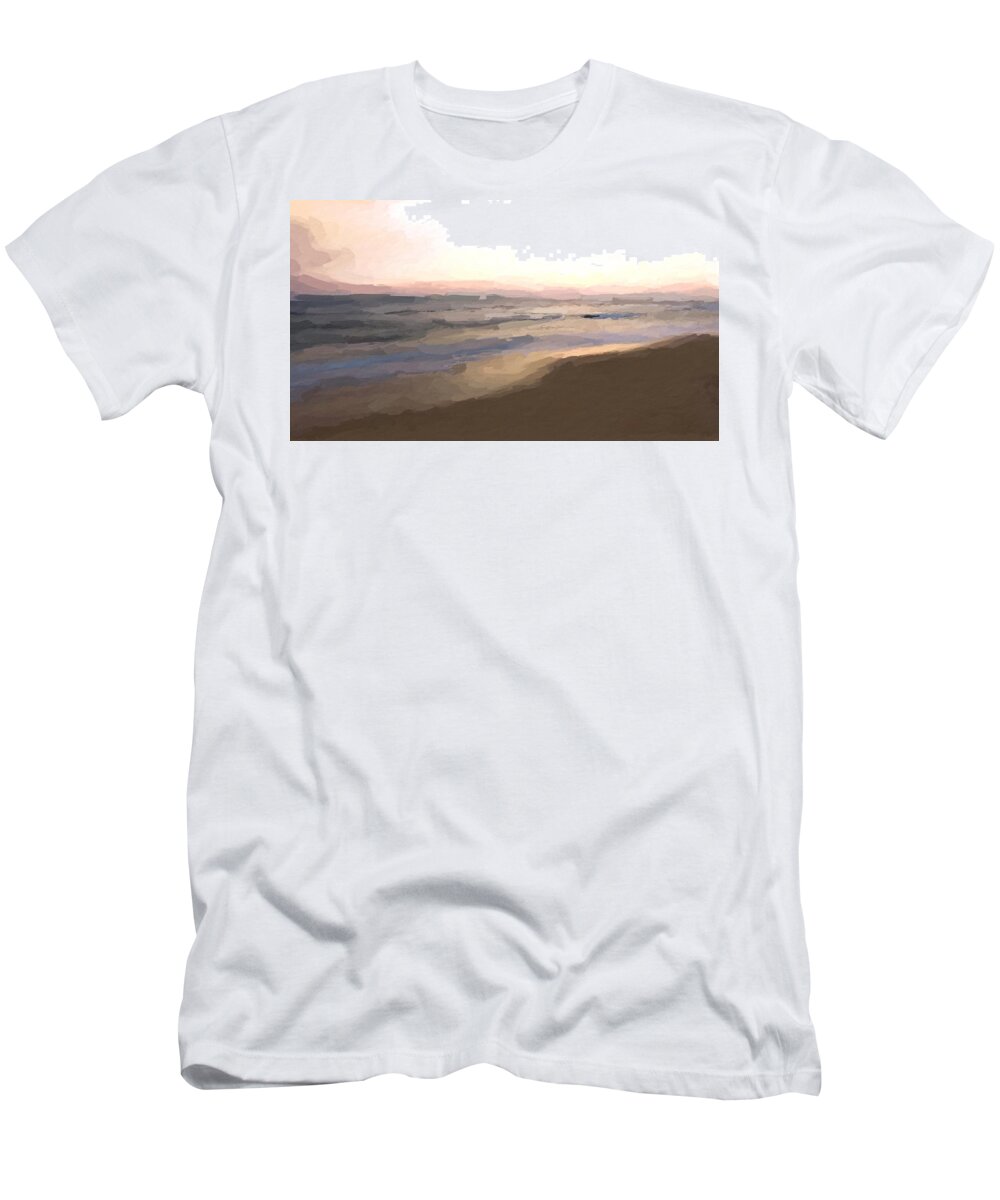 Anthony Fishburne T-Shirt featuring the mixed media Beach sunrise #3 by Anthony Fishburne