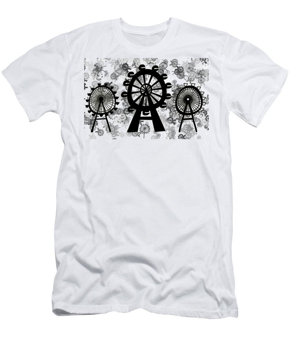 Ferris Wheel T-Shirt featuring the digital art Ferris Wheel - London Eye #3 by Michal Boubin
