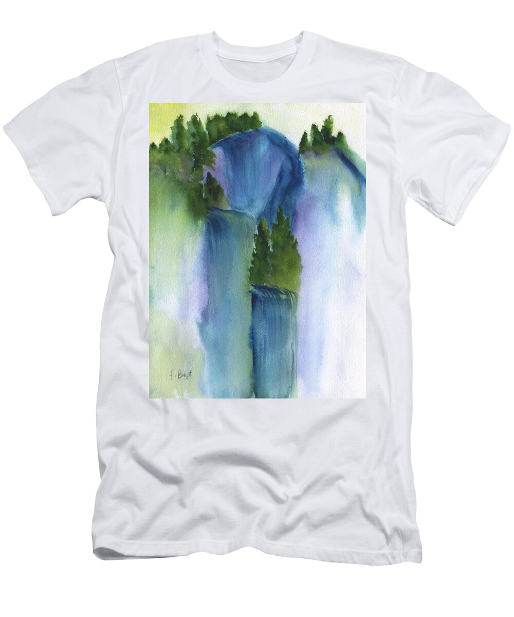 3 Waterfalls T-Shirt featuring the painting 3 Waterfalls by Frank Bright