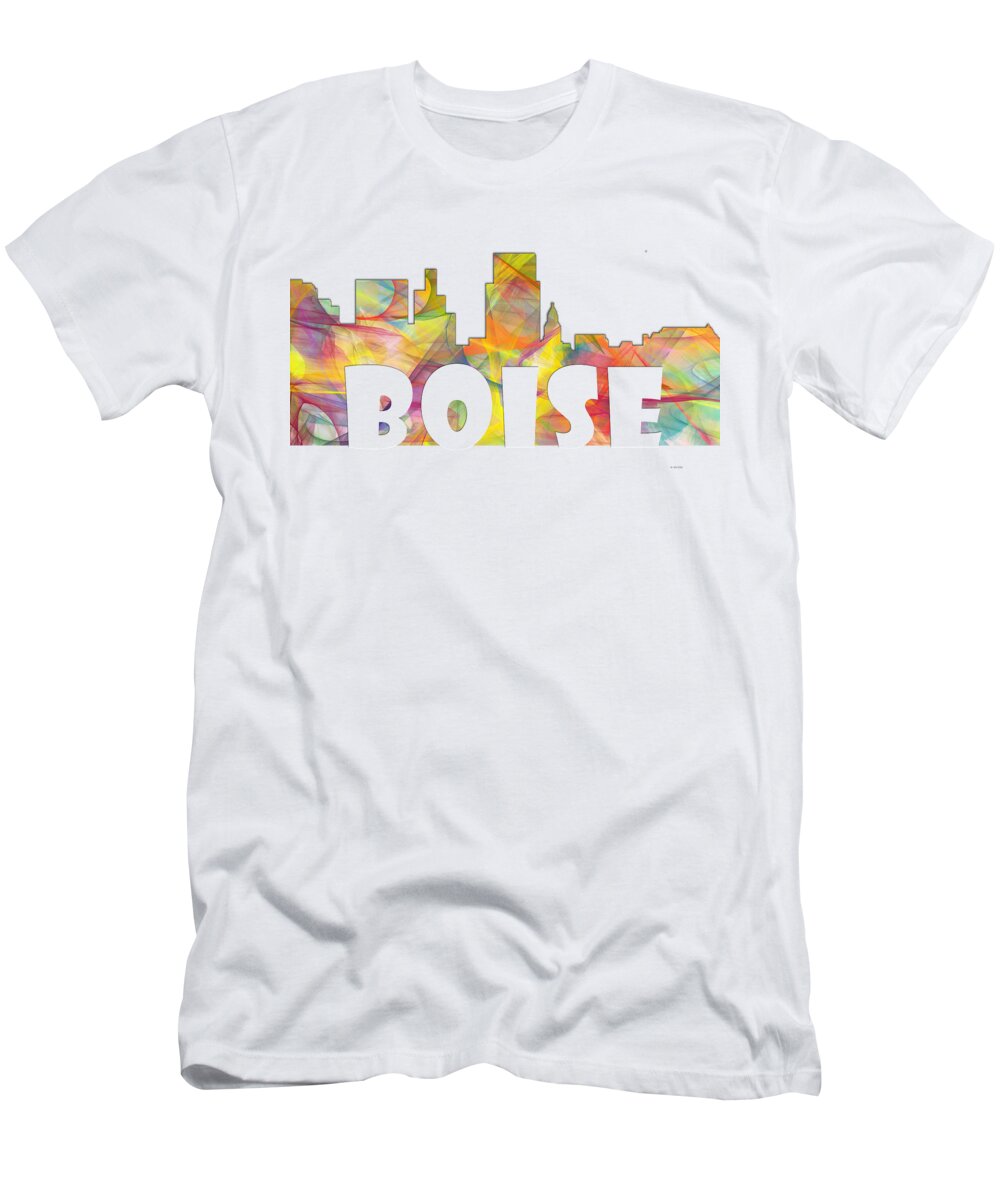 Boise Idaho Skyline T-Shirt featuring the digital art Boise Idaho Skyline #4 by Marlene Watson