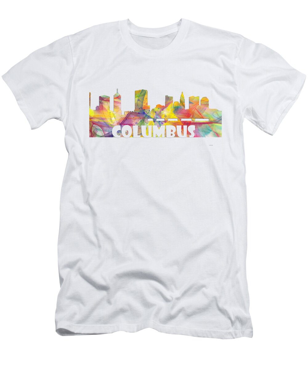 Columbus Ohio Skyline T-Shirt featuring the digital art Columbus Ohio Skyline #4 by Marlene Watson