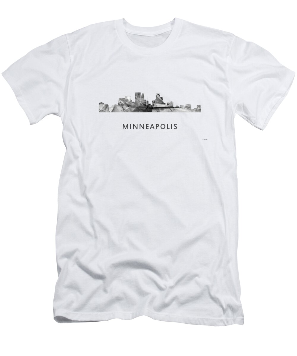 Minneapolis Minnesota Skyline T-Shirt featuring the digital art Minneapolis Minnesota Skyline #4 by Marlene Watson