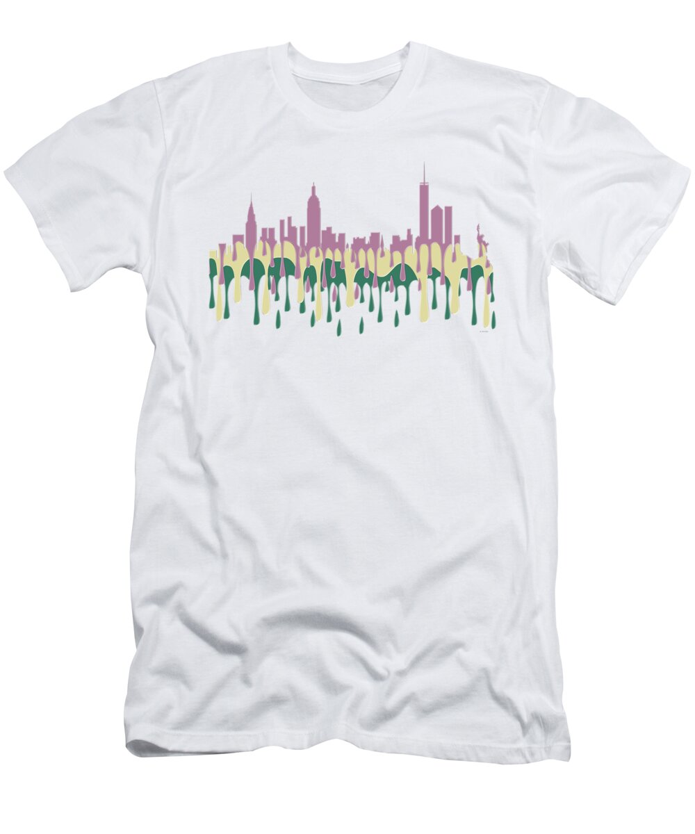 New York Ny Skyline T-Shirt featuring the digital art New York NY Skyline #4 by Marlene Watson
