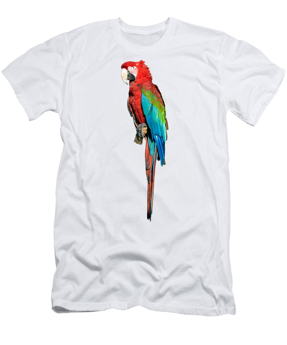 Red And Green Macaw T-Shirt featuring the photograph Red and Green Macaw #4 by George Atsametakis