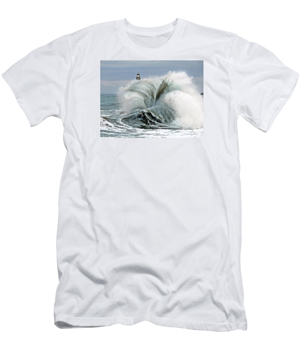 Sunderland Greeting Cards T-Shirt featuring the photograph Roker Pier Sunderland - The North Sea by Morag Bates