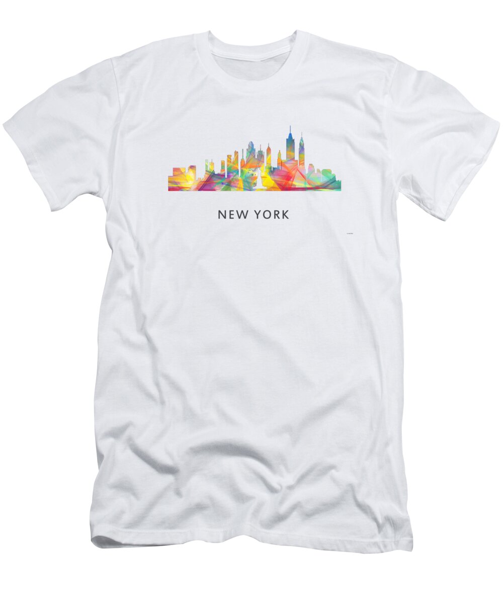New York Skyline T-Shirt featuring the digital art New York Skyline #5 by Marlene Watson