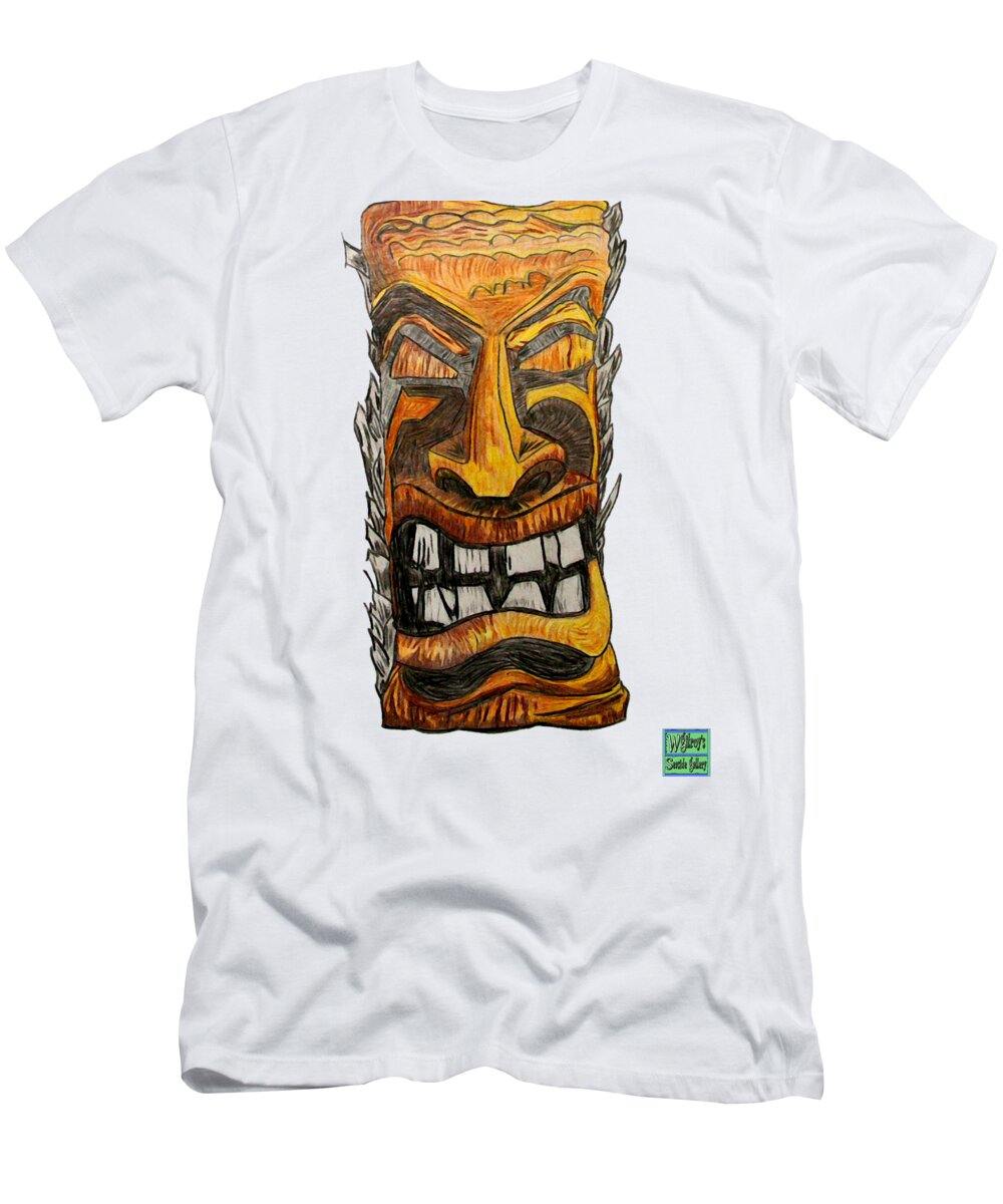 Surfing T-Shirt featuring the pastel Tiki art #1 by W Gilroy