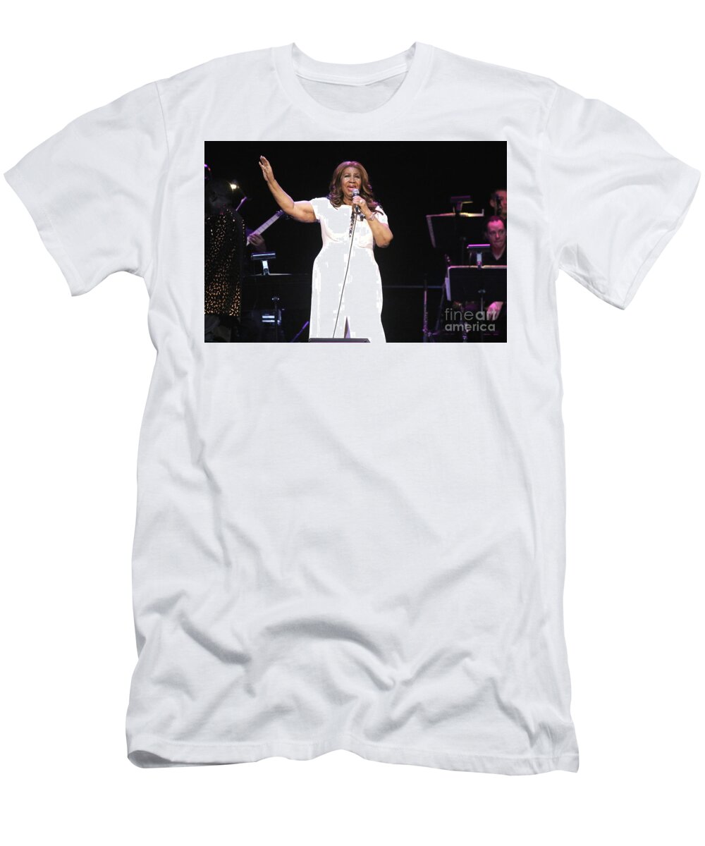 R&b T-Shirt featuring the photograph Aretha Franklin #6 by Concert Photos