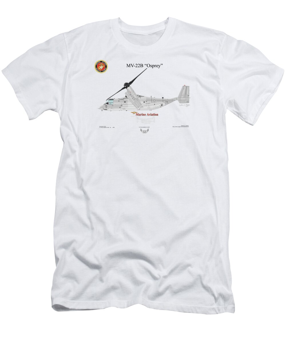Bell T-Shirt featuring the digital art Bell Boeing MV-22B Osprey #8 by Arthur Eggers