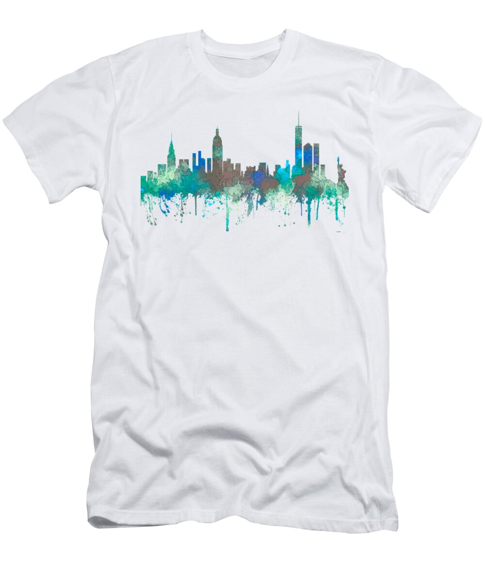 New York NY Skyline #6 T-Shirt by Marlene Watson - Pixels