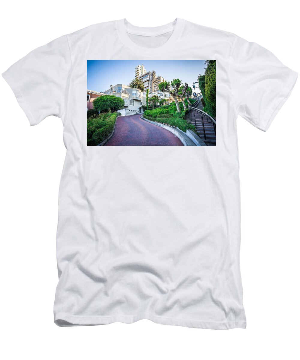 Tree T-Shirt featuring the photograph Curvy Winding Lombard Street San Francisco #7 by Alex Grichenko