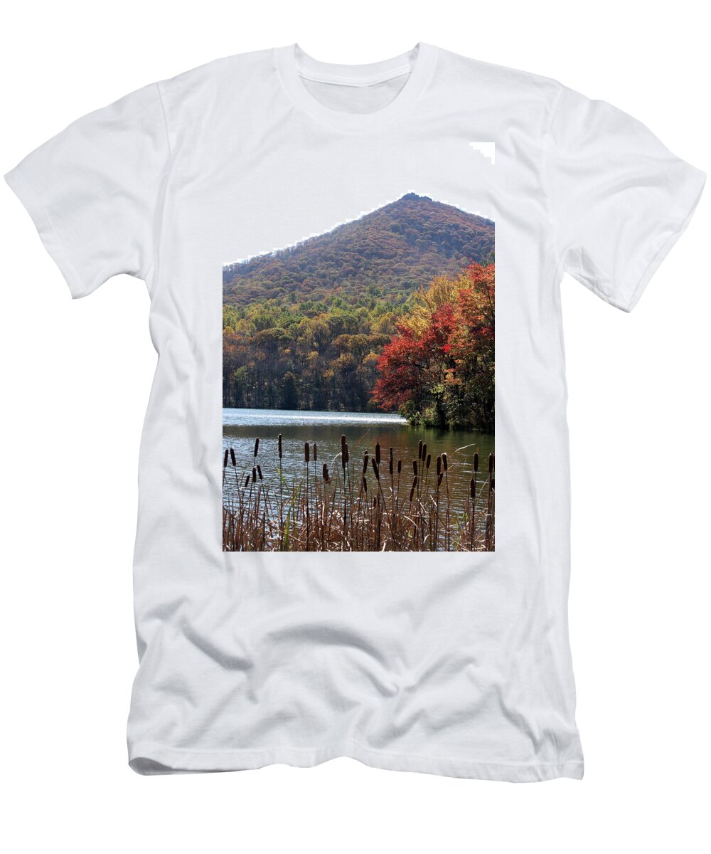 Lake T-Shirt featuring the photograph View of Abbott Lake and Sharp Top in autumn #7 by Emanuel Tanjala