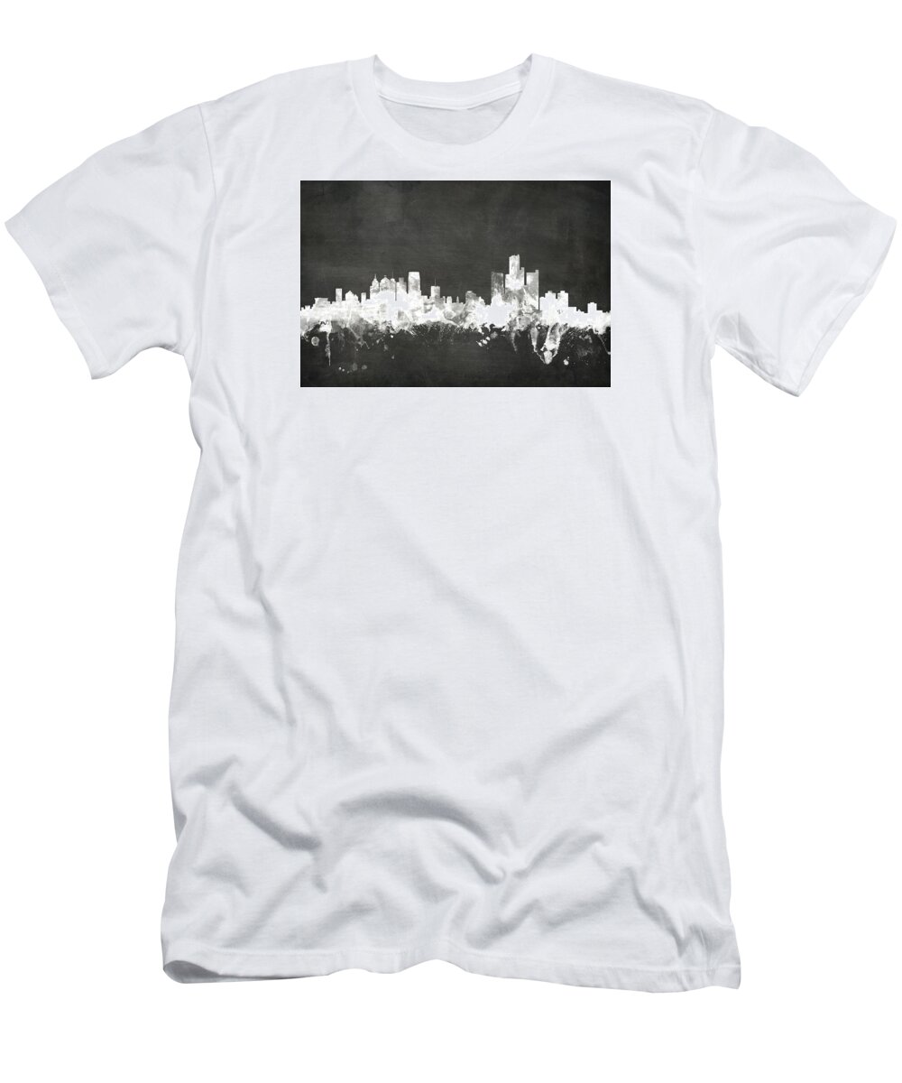 United States T-Shirt featuring the digital art Detroit Michigan Skyline #8 by Michael Tompsett