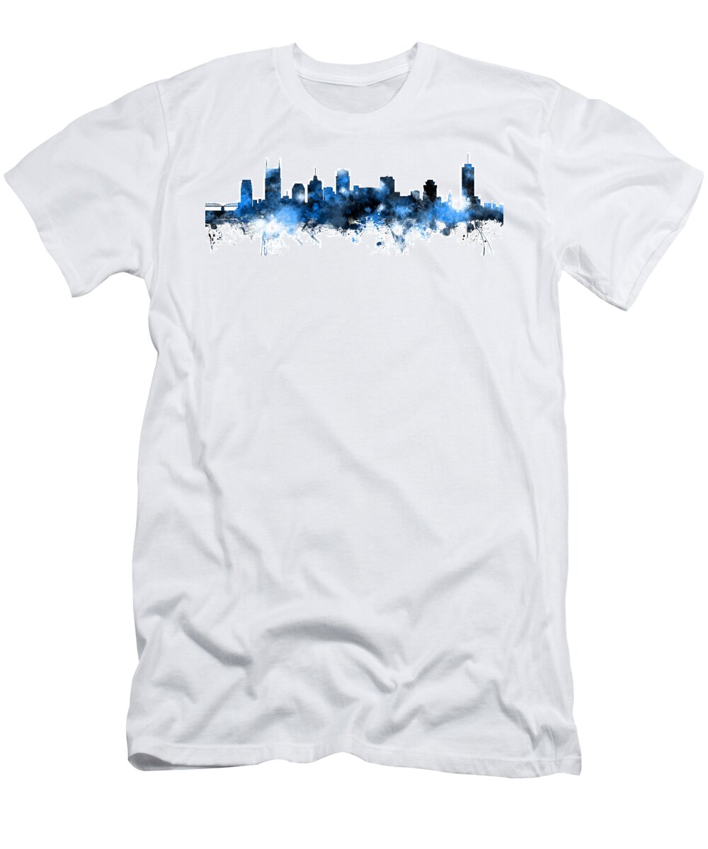 United States T-Shirt featuring the digital art Nashville Tennessee Skyline #9 by Michael Tompsett