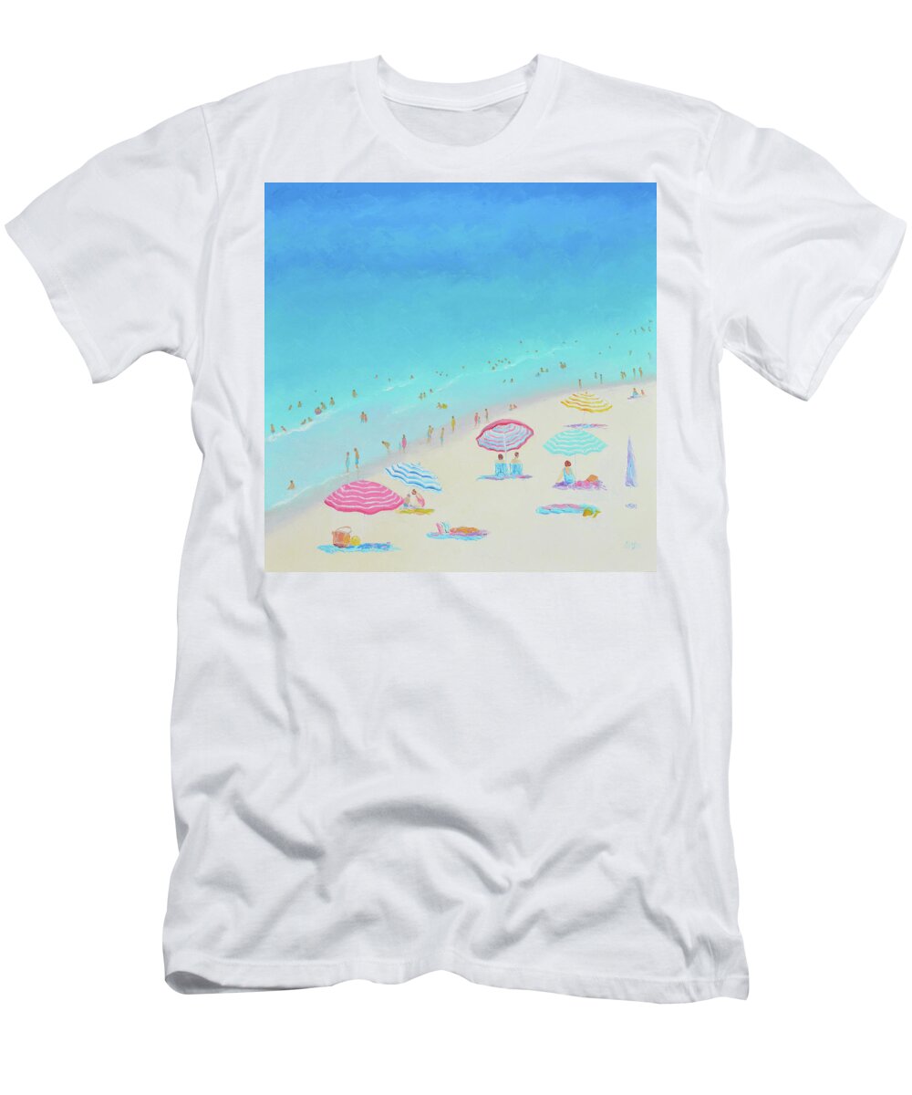 Beach T-Shirt featuring the painting A Blue Blue Day by Jan Matson