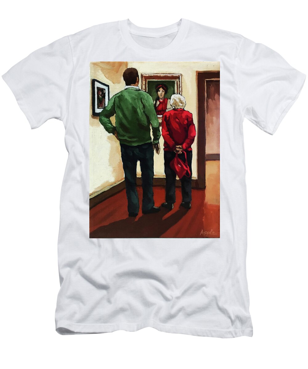 Art Museum T-Shirt featuring the painting A Day With Mom by Linda Apple