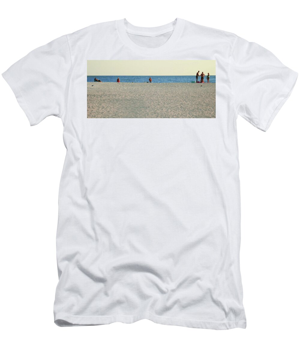  T-Shirt featuring the photograph A Fine Day At The Beach by Ginny Schmidt