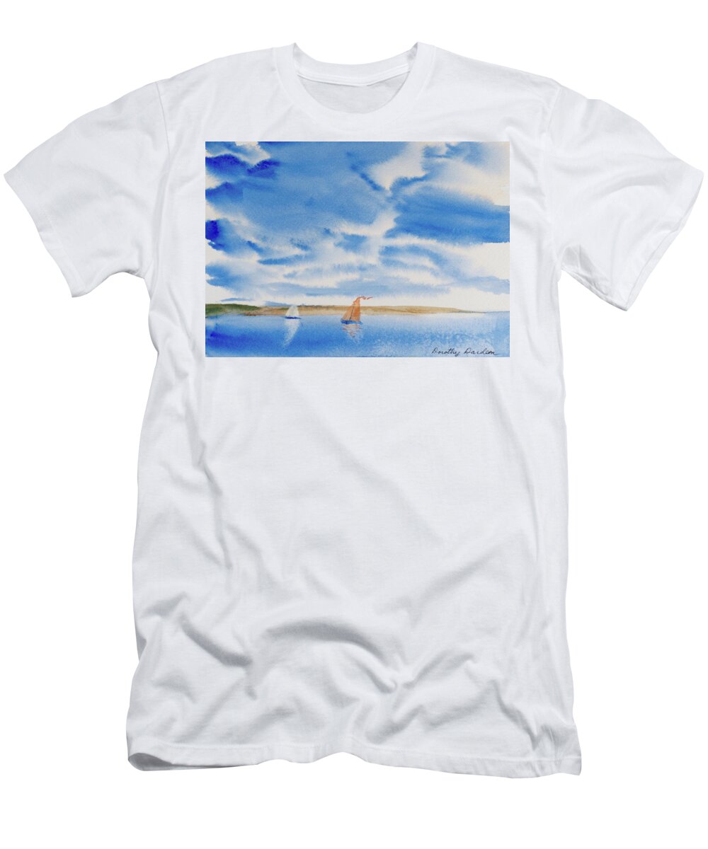 Afternoon T-Shirt featuring the painting A Fine Sailing Breeze on the River Derwent by Dorothy Darden