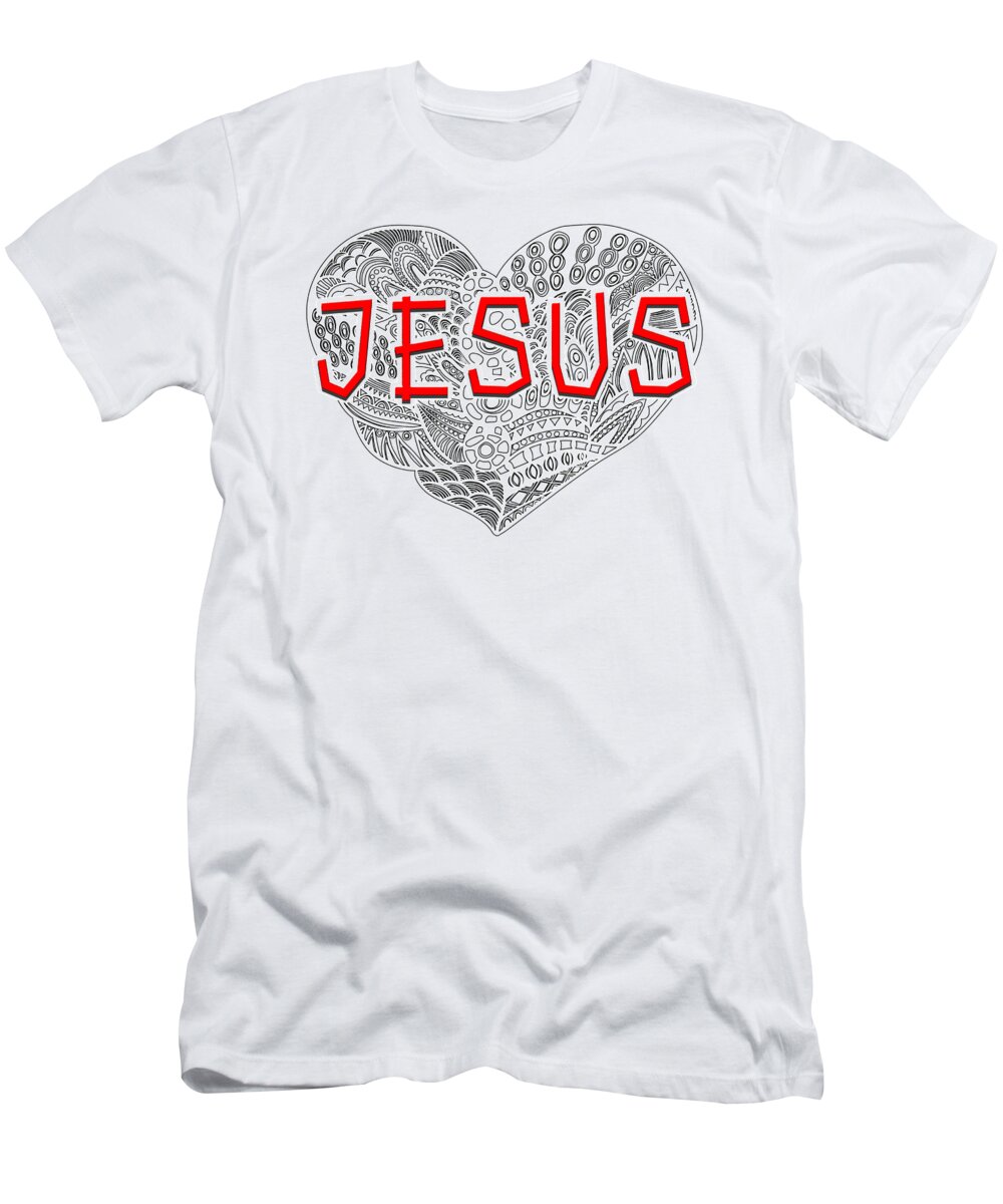 Jesus T-Shirt featuring the digital art A heart for JESUS by Payet Emmanuel