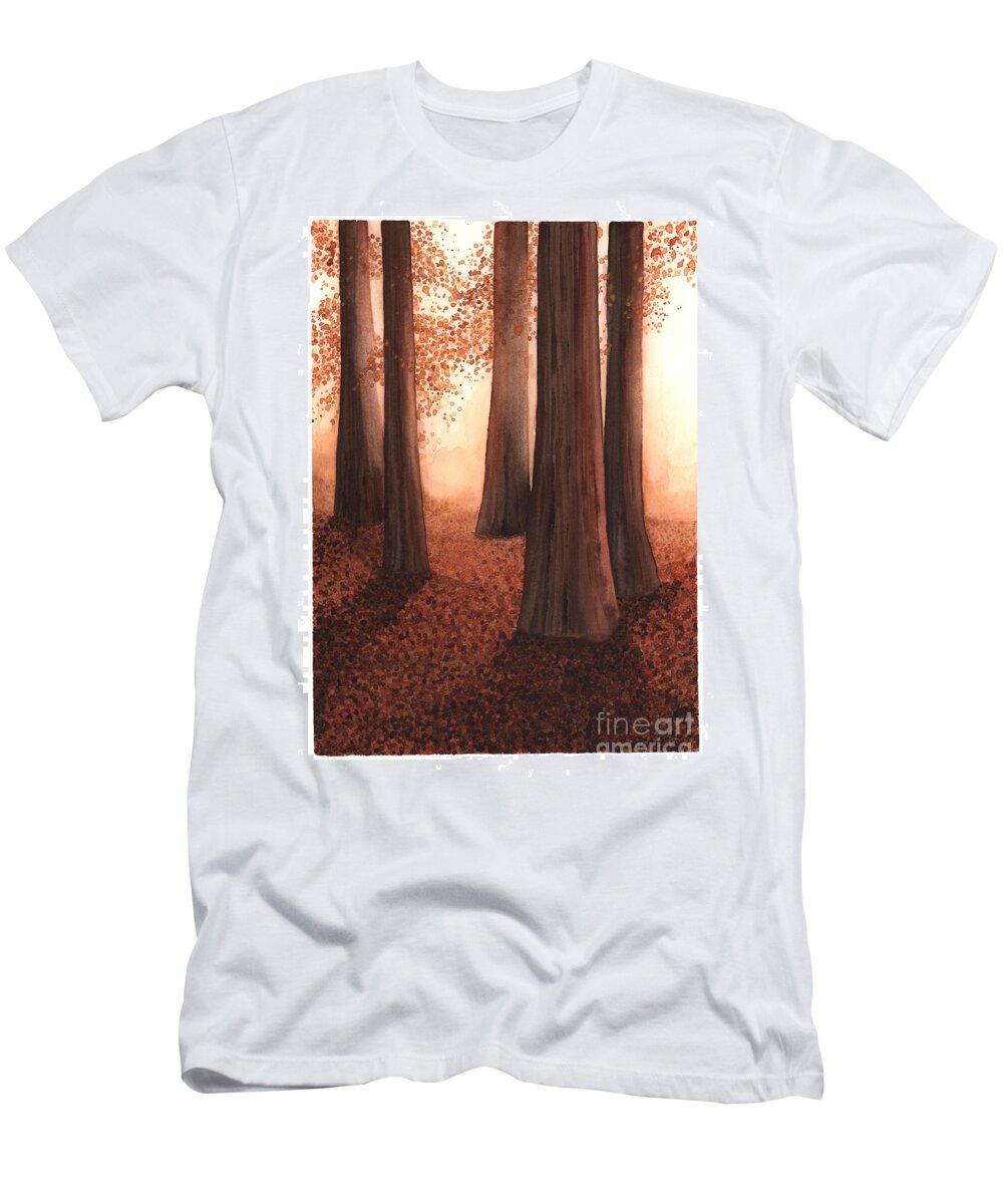 Art T-Shirt featuring the painting A Light in the Woods by Hilda Wagner