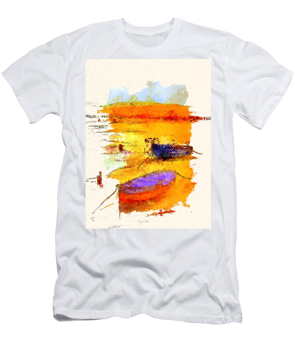 Boats T-Shirt featuring the painting A Little Dingy by Julie Lueders 
