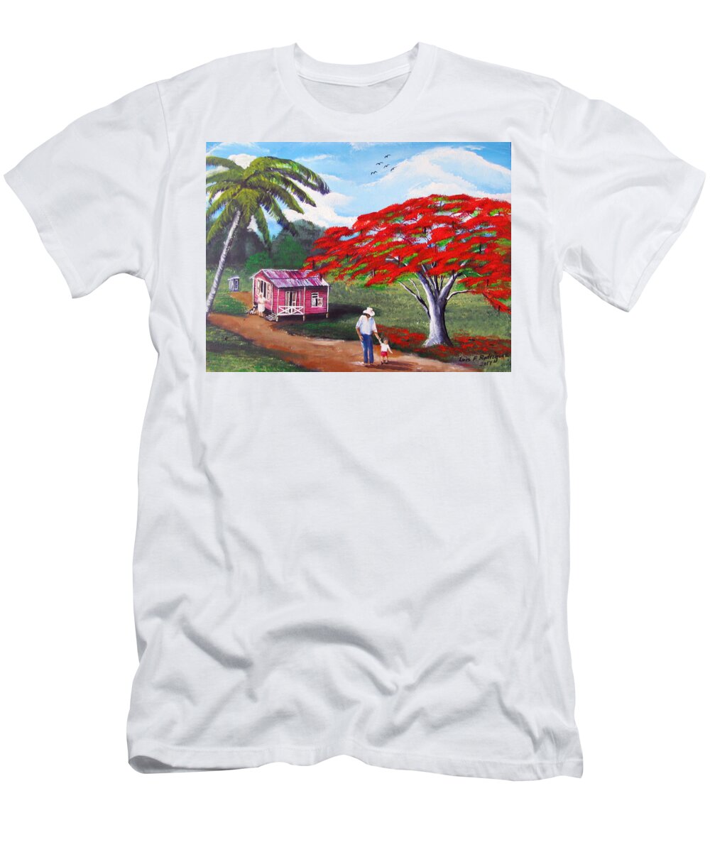 Flamboyan T-Shirt featuring the painting A Memorable Walk by Luis F Rodriguez
