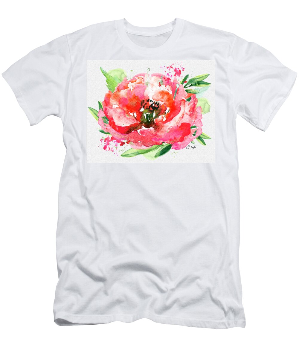 Red Flowers T-Shirt featuring the painting A Splash of Red by Colleen Taylor