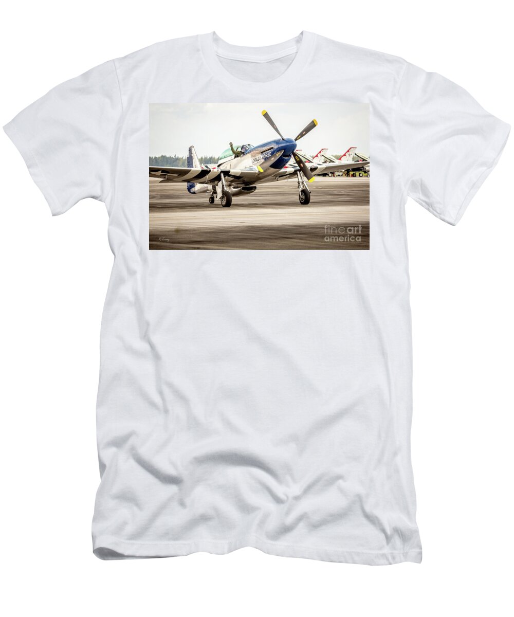 Stallion P-51 T-Shirt featuring the photograph A Wave from Lee Lauderback by Rene Triay FineArt Photos