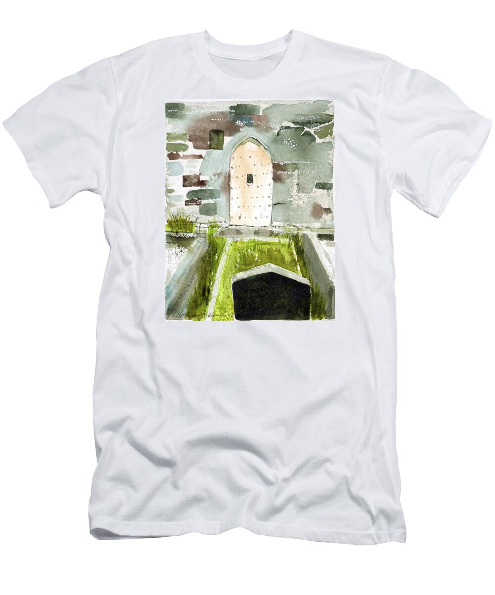 Abbey T-Shirt featuring the painting Abbey Door by Kathleen Barnes