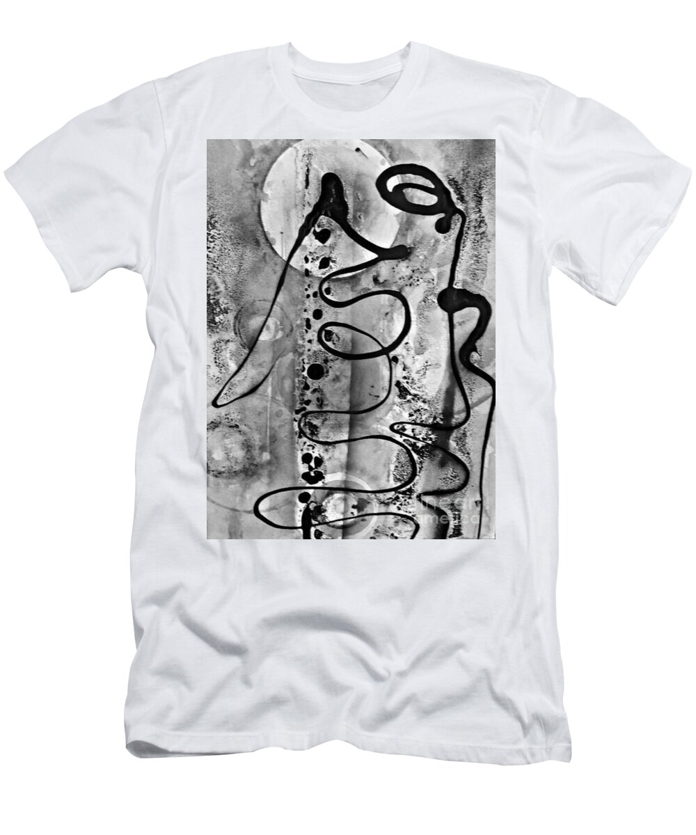 Black T-Shirt featuring the painting Abstract 12 by 'REA' Gallery