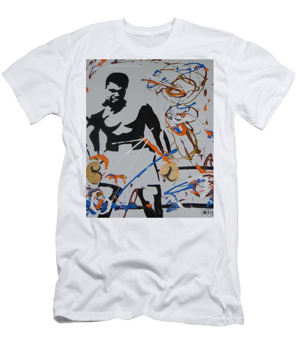 Ali T-Shirt featuring the painting Abstract Ali by Antonio Moore