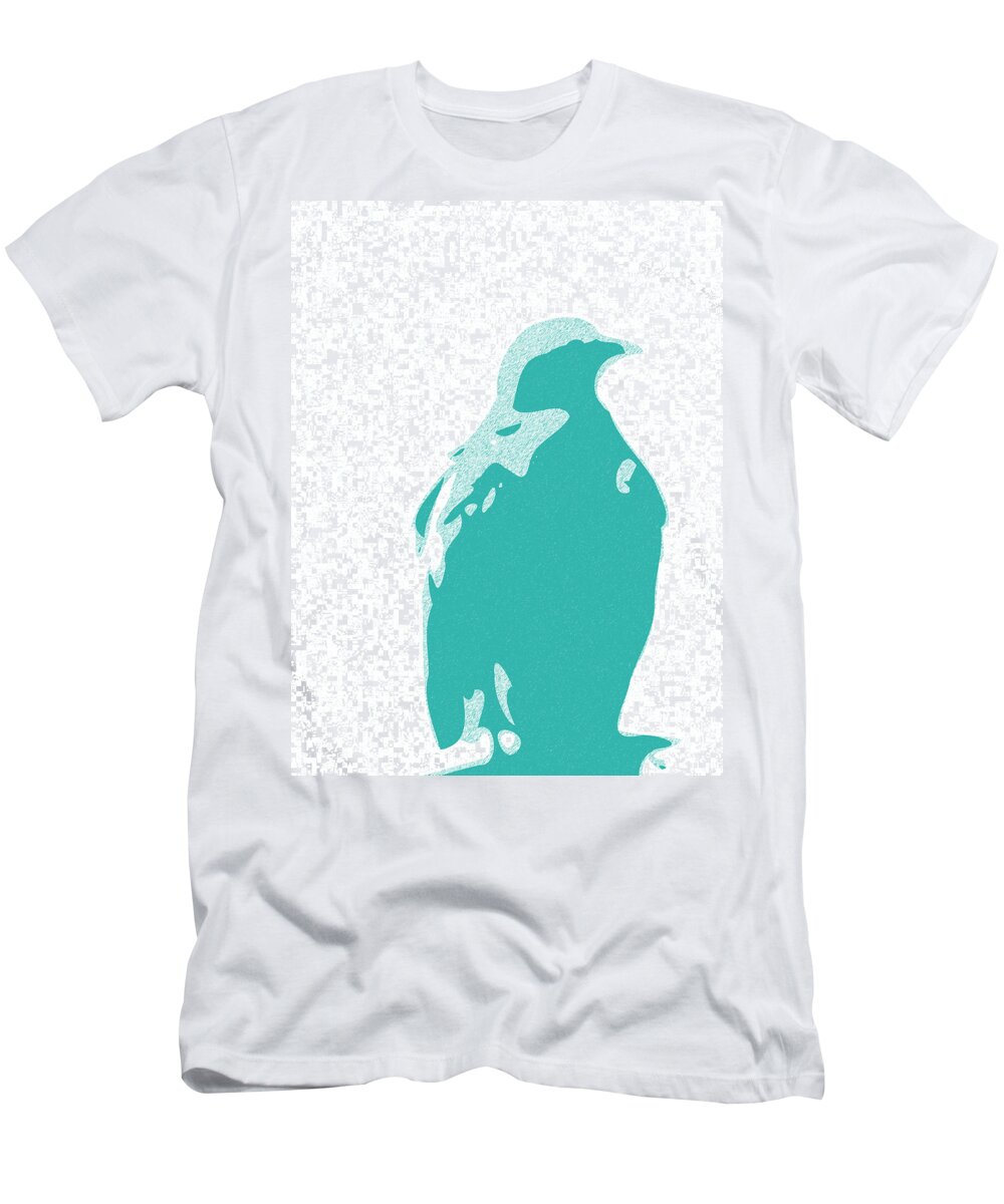 Abstract Eagle Contours Cyan T-Shirt featuring the digital art Abstract Eagle Contours Cyan by Keshava Shukla