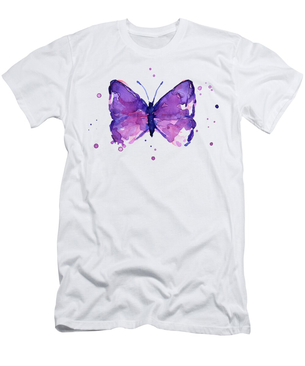 Abstract Purple Butterfly Watercolor T-Shirt