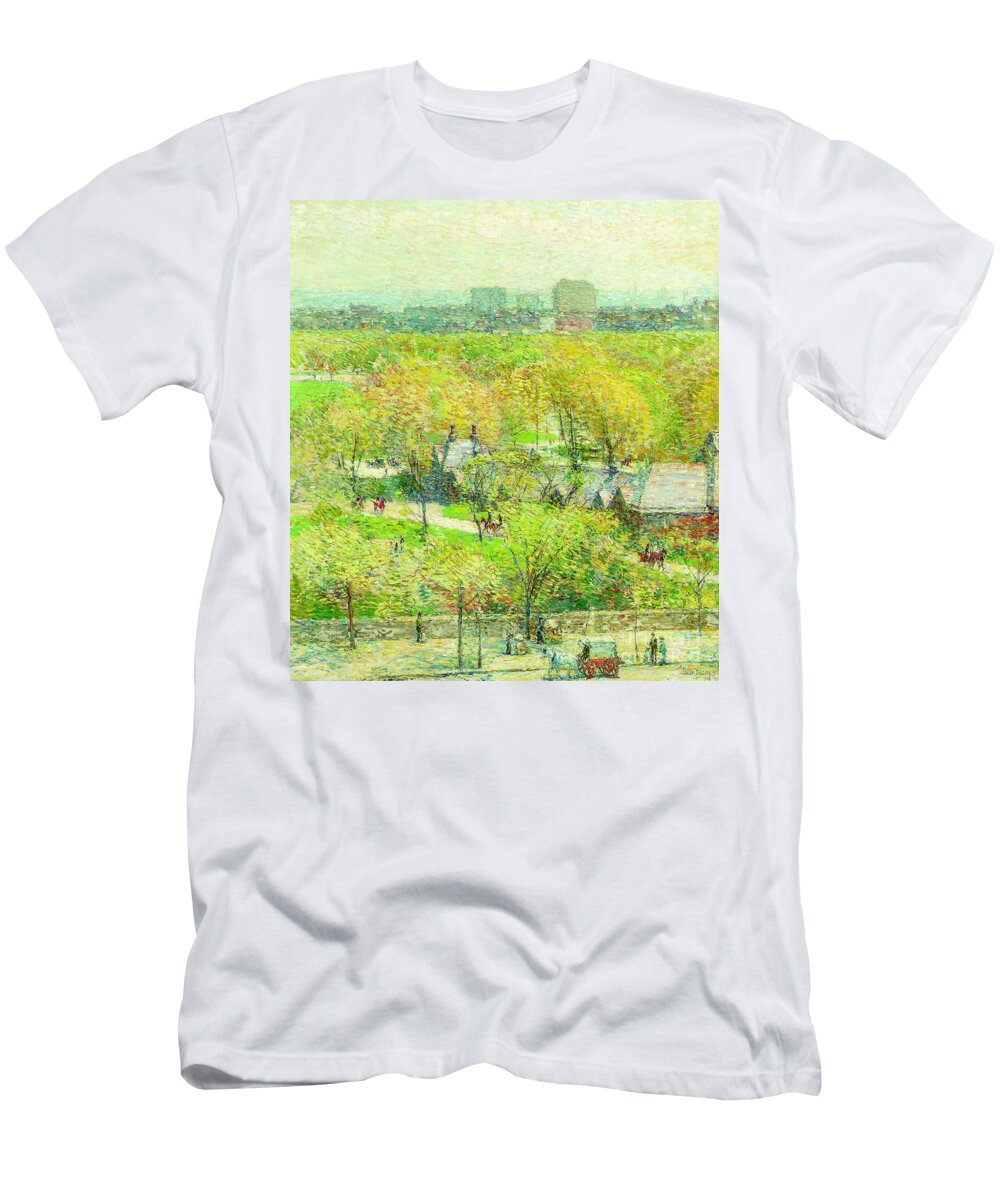 Across The Park T-Shirt featuring the painting Across the Park by Childe Hassam