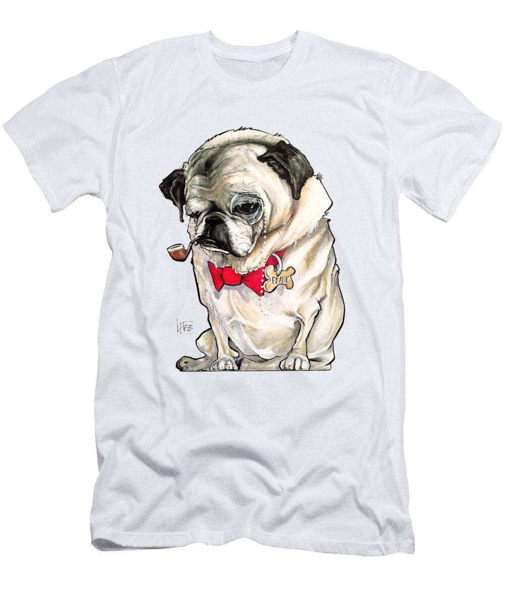 Pug T-Shirt featuring the drawing Adey 2174 by Canine Caricatures By John LaFree