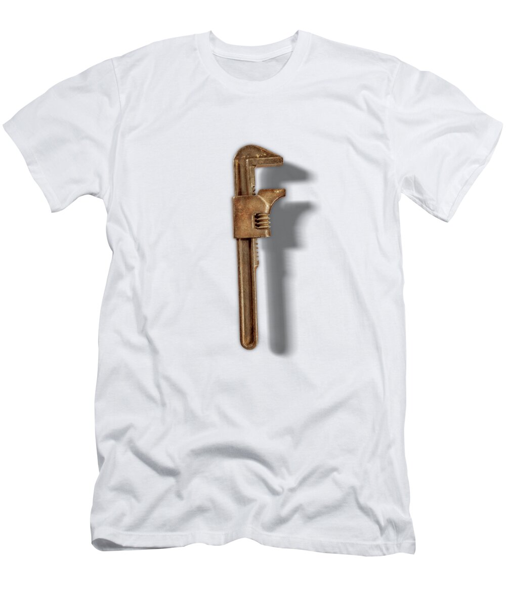 Antique T-Shirt featuring the photograph Adjustable Wrench Back on Color Paper by YoPedro