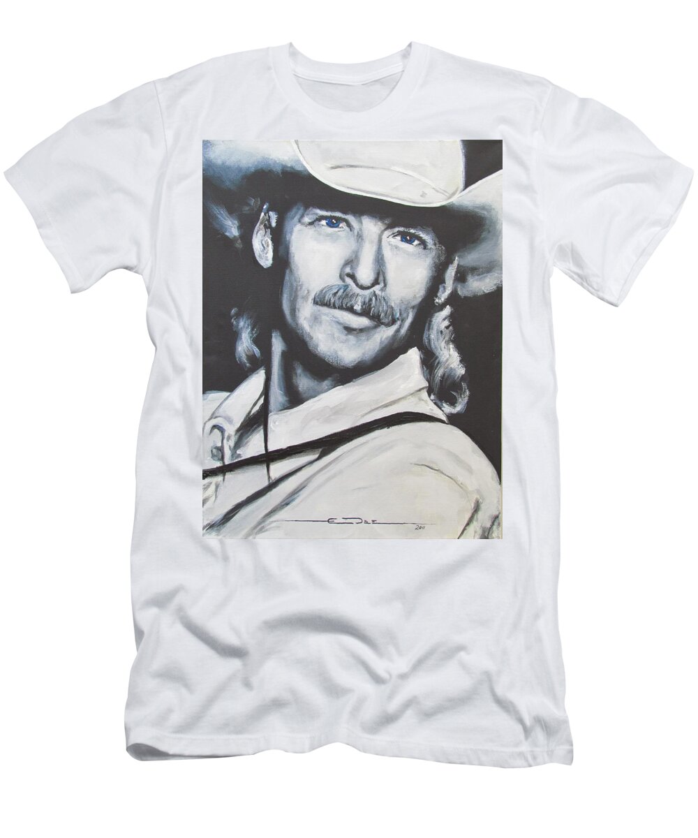 Alan Jackson T-Shirt featuring the painting Alan Jackson - In the Real World by Eric Dee