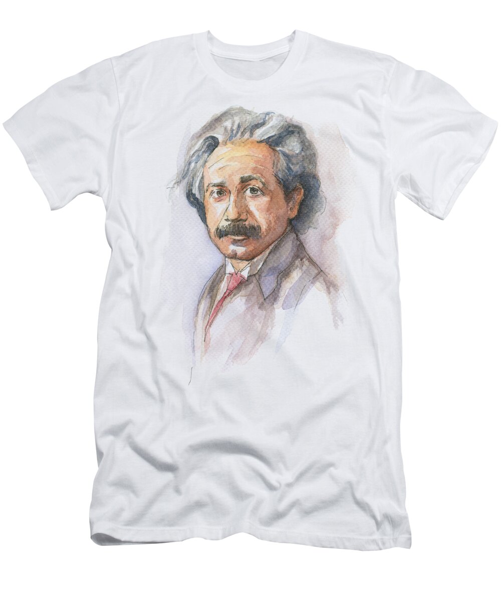 Albert Einstein T-Shirt featuring the painting Albert Einstein by Olga Shvartsur