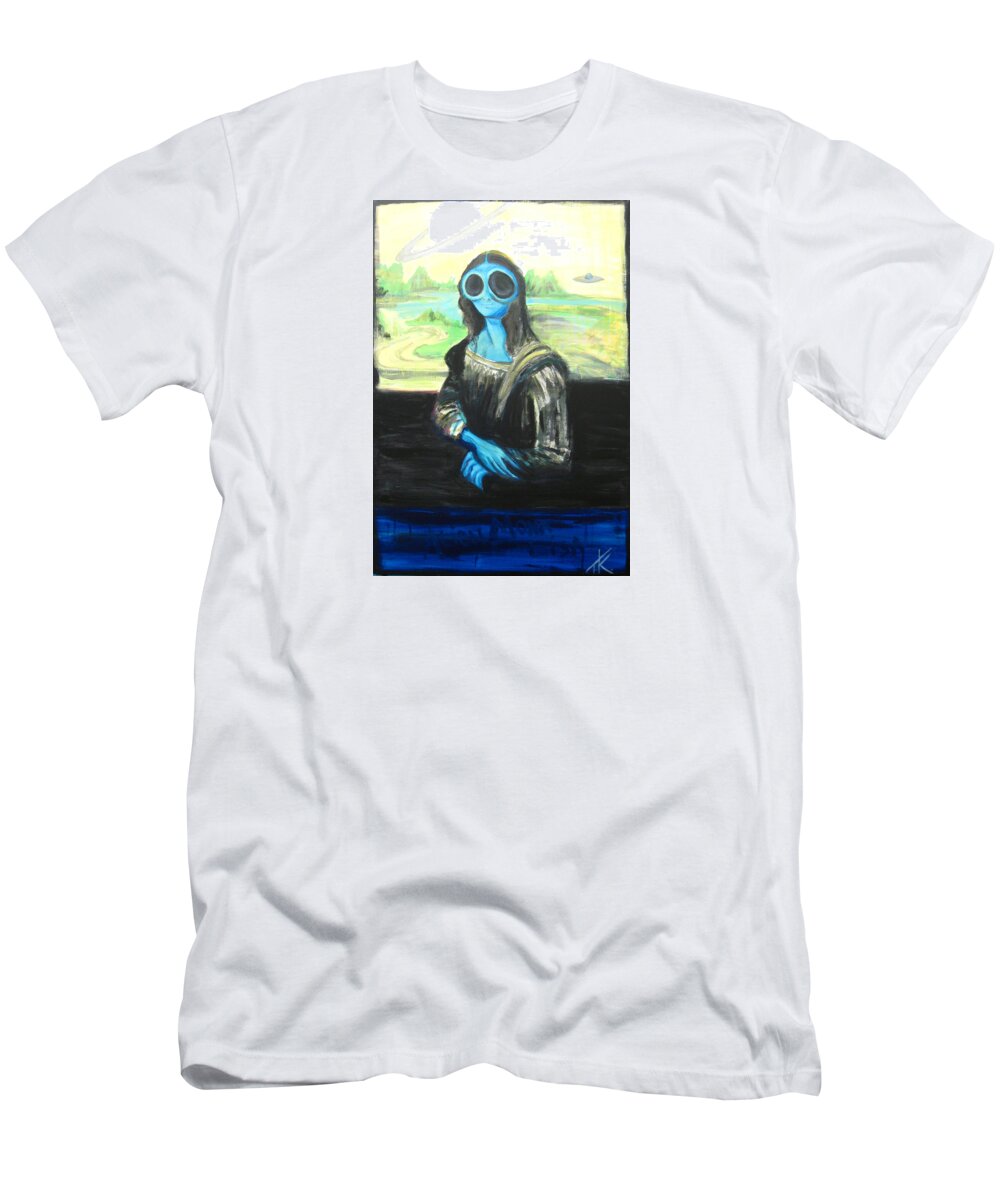 Mona Lisa T-Shirt featuring the painting alien Mona Lisa by Similar Alien
