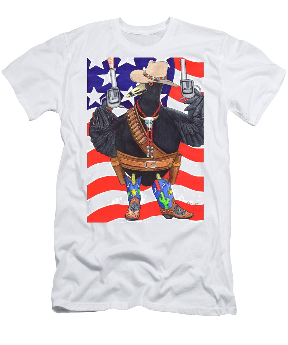 Coot T-Shirt featuring the painting All American, Rootin' Tootin' Shootin' Coot by Catherine G McElroy