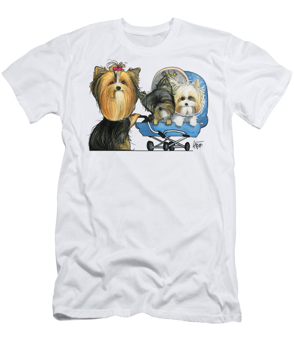 Yorkie T-Shirt featuring the drawing Aloia 3756 by Canine Caricatures By John LaFree