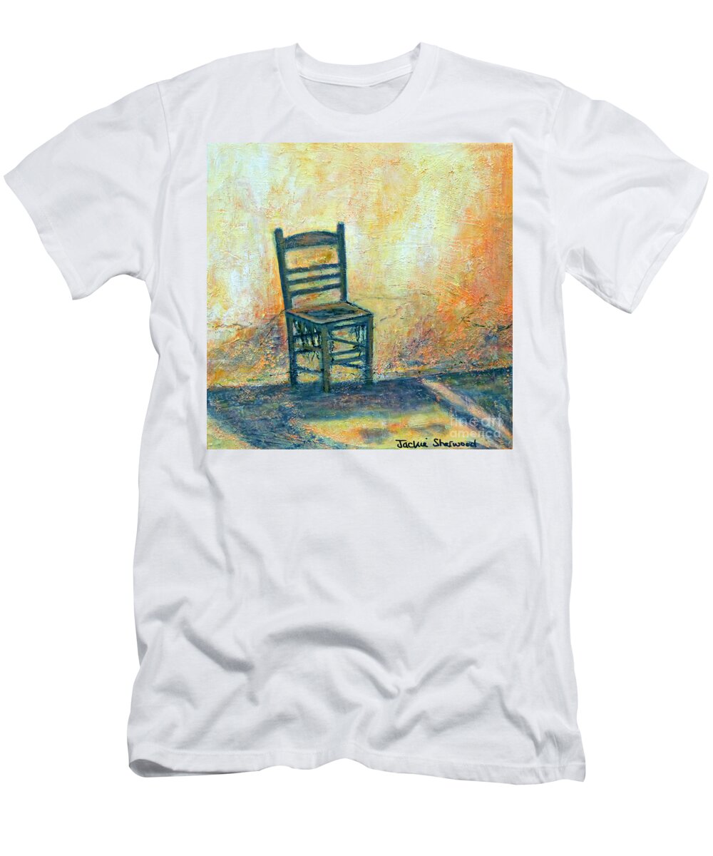 Greece T-Shirt featuring the painting Alone Koroni by Jackie Sherwood