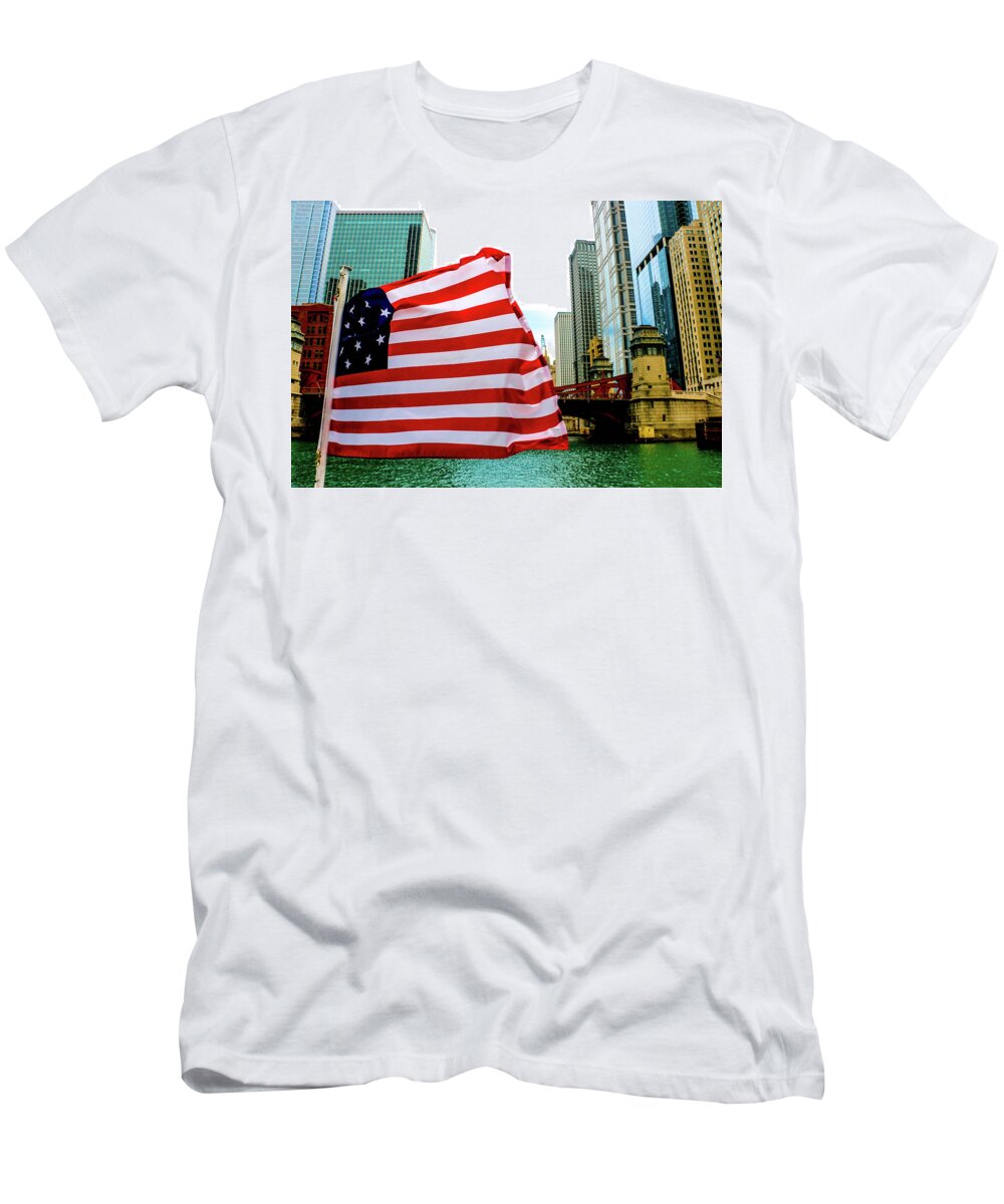 Chicago T-Shirt featuring the photograph American Chi by D Justin Johns